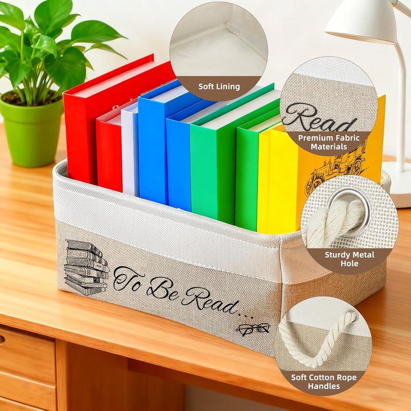 FOREDOO Book Lover Gifts for TBR List - Book Basket to Be Read List, Collapsible Reading Organizer Bin, Holds 10–12 Books, Holiday Gifts for Book Lover, Club Members Student Teacher - Image 4